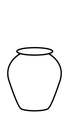 a black and white drawing of a vase on a white background with the outline of it