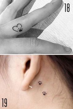 two different tattoos on the same person's left ear and behind their right ear