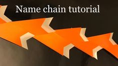 an orange and white arrow with the words name chain tutor on it's side