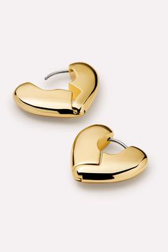 Heartbreak has never looked better than these heart earrings. More than just your average heart earrings, these hoops add an eye-catching touch to your everyday stack. Heart Silhouette, Summer Sale, Hair Accessories, Hair, Gold