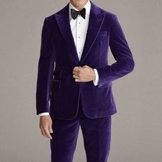 This is a Classic Fit Purple Velvet 2 Piece Suit by EyesofFashions from high quality fabric and imported materials. Our products are handcrafted by experienced tailors who make sure the that the stitching is precise, lining is proper and the overall product is sturdy enough to not go out of shape for more than a few years. Also all our products have extra margins in their length, sleeves, sides so it's easily alterable if your size changes after some time. *This is a 2 piece set of a jacket and