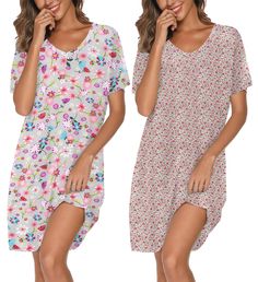 PRICES MAY VARY. Basic cotton pajama dress, super soft and comfy, womens night shirts for sleeping, perfect for everyday essentials, we are confident that this garment will hold up through your morning and evening routines Pullover style ladies nightgowns are easy to slip on and off, nice looseness around the neck without being saggy, it is a knee length, which will provide enough coverage and keep you cool and nice all night Womens sleep shirts are soft against your skin to provide cozy comfort Ladies Nightgowns, Evening Routines, Night Gowns, Pajama Dress, Shirts Short Sleeve, Nightgowns For Women, Lounge Dress, Ladies Night, House Dress