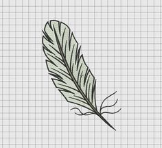 a drawing of a feather on graph paper