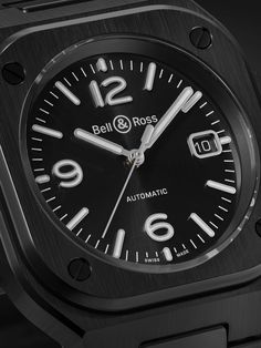 Bell & Ross' watch is a blacked-out version of its signature 'BR 05' reference, which was initially developed for pilots, astronauts and deep-sea divers. Set on a PVD strap, it's made from sleek black ceramic – a material prized for its robustness – and is the first of its kind to feature a 41mm case. Beneath the sunray dial lies a Swiss-made calibre BR-CAL.322 automatic movement, which offers 54 hours' power reserve. For warranty information, please refer to details & care Deep Sea Diver, Tom Ford Bag, Bell & Ross, Sports Shops, Luxury Sneakers, Driving Shoes, Sports Accessories, Stylish Watches, Swiss Made