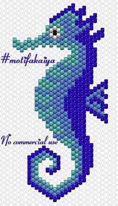 a cross stitch pattern with an image of a blue seahorse on it's face