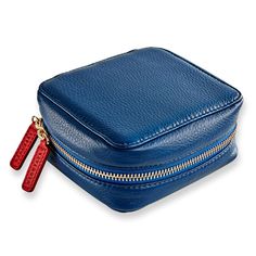 Here's a smart tech accessory organizer. Zip up your valuable digital accessories in this soft and durable leather case. Its compact size makes it easy to travel with and is great for carrying and organizing cables, cords, adapters, power bank and chargers. Portable Blue Travel Pouch, Blue Rectangular Travel Accessories With Zipper, Blue Case With Luggage Sleeve For Everyday Use, Blue Cases With Luggage Sleeve For Everyday Use, Blue Rectangular Case For Everyday Use, Blue Portable Pouch Versatile Style, Blue Functional Storage Pouch, Portable Blue Travel Cases, Blue Rectangular Pouch For Storage