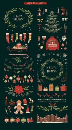 christmas illustration pack Christmas Drawings, Christmas Wallpaper Backgrounds, Christmas Inspo, Merry Christmas Everyone, Wallpapers Iphone, Christmas Drawing