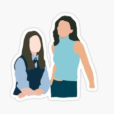 two women standing next to each other with their hands on their hipss sticker