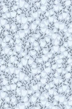 a gray and white floral pattern with leaves