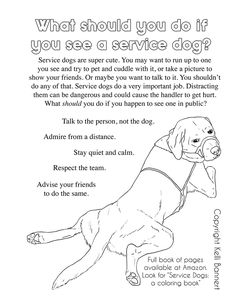 a black and white drawing of a dog with the caption what should you do if you see a service dog?