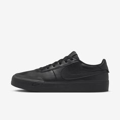 This low-profile shoe is a minimalist's staple. Its synthetic leather upper creates a classic look, while the stitching and textured Swoosh logo add just the right amount of elevated detail. Nike Classic Skate Shoes With Perforated Toe Box, Nike Leather Skate Shoes With Vulcanized Sole, Classic Leather Skate Shoes With Textured Sole, Nike Low-top Leather Skate Shoes, Classic Nike Synthetic Skate Shoes, Classic Nike Leather Skate Shoes, Classic Leather Nike Skate Shoes, Leather Skate Shoes With Textured Sole, Nike Leather Skate Shoes With Round Toe