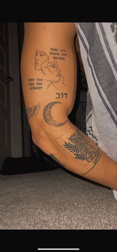 a person with a tattoo on their arm and leg showing the different parts of his body