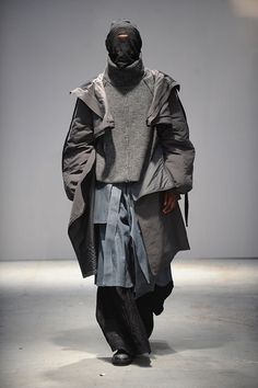 Sam-thompson-and-george-oxby-lcf-1 Fall Techwear Outerwear With Patchwork, Gray Outfit, Urban Streetwear Parka With Multiple Pockets, Luxury Techwear Parka, Winter Techwear Patchwork Outerwear, Urban Adventures Techwear Parka, Oversized Parka, London College Of Fashion