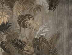 an image of a plant wallpaper with leaves and stripes on the background in shades of brown