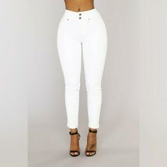 Brand New With Tags Mid Rise 9" Two Button Double Roll Cuff Hem Stretch Denim 71% Cotton 26% Polyester 3% Spandex Note: Brand Sold By Fashion Nova White Mid-rise Jeans With Button Closure, White High Rise Jeans With Button Closure, White Casual Jeans With Buttons, White Buttoned Casual Jeans, Casual White Jeans With Buttons, Trendy White Jeans With Buttons, White High-rise Jeans With Buttons, White High Rise Bottoms With Button Closure, White High Rise Jeans With Buttons