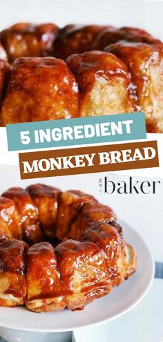 there are several different types of monkey bread on the plate and in front of them