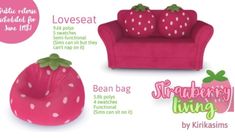 the strawberry living room set is pink with white polka dots