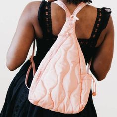 Striding Through Philly Puffer Nylon Sling Bag Or Backpack Bubblegum Pink Get The Best Of Both Worlds With The Striding Through Philly Puffer Sling Bag & Backpack! This Beautiful Athleisure And Trendy Bag Features An Ogee Pattern In Nylon Puffer Material. Wear It As A Sling Bag Across Either The Front Or Back Of Your Body, Or Style It As A Backpack! The Philly Puffer Includes Adjustable Straps, A Convenient Water Bottle Pocket, And An Interior Zipper Pocket. Perfect For Striding Through The City School Backpack In Nylon, Pink Nylon Bag With Adjustable Straps, Nylon Crossbody Backpack With Adjustable Strap, Pink Nylon Bags, Crossbody Nylon Backpack With Adjustable Strap, Nylon Softback Backpack For Everyday Use, Nylon Crossbody Backpack With Zipper Pocket, Quilted Nylon Backpack For Daily Use, Casual Nylon Crossbody Backpack