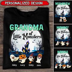 Halloween Grandma Mom Of Little Monster Kids Personalized Shirt Personalized Grandma, Tshirt Crafts, Leather Passport Cover, Little Monsters, Personalised Kids, Hang Tags, Personalized Shirts, Personalized T Shirts, Classic Shirt