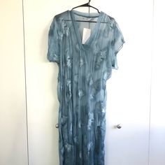 New With Tags. Zara Dress In Size S. Spring Midi Dress With Short Sleeves For Beach Cover-up, Spring Beach Cover-up Midi Dress With Short Sleeves, Chic Blue Sheer Maxi Dress, Blue Sheer Dress For Spring, Sheer Long Dresses For Spring, Long Sheer Dresses For Spring, Long Light Blue Spring Dress, Light Blue Long Dresses For Spring, Sheer Blue Summer Dress