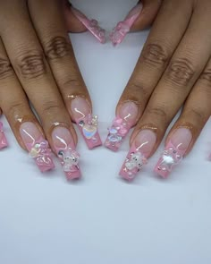 Jaynaildit | Kawaii junk nails 🎀💗 #acrylicnails #nails #nailsoftheday #ienails #nailsofinstagram #losangelesnails #nailinspo #nailinspiration… | Instagram Cute Junk Nails, Unique Nails Acrylic, Kawaii Junk Nails, Sweetheart Nails, Harajuku Nails, Classy Acrylic, Classy Acrylic Nails, 19th Birthday