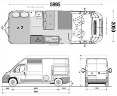 the floor plan for a small van