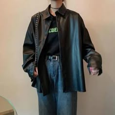 Yesstyle Faux Leather Shirt Jacket One Size Never Worn With Tag #Acnestudios #Leather #Jacket #Princesspolly Basic Coat, Suede Outfit, Leather Blouse, Y2k Long Sleeve, Chic Coat, Winter Outfits Cold, Black Faux Leather Jacket, Pu Leather Jacket, Looks Black