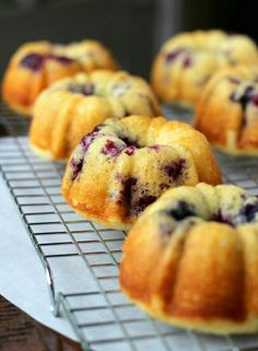 blueberry muffins cooling on a wire rack