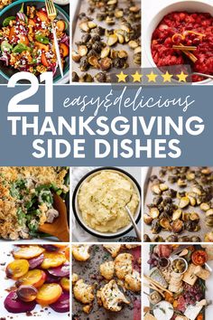 twelve easy thanksgiving side dishes with text overlay