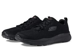 SKECHERS Equalizer 5.0 - Men's Shoes : Black/Black : If you are looking for a versatile pair of shoes which you can wear while running or carrying out your gym sessions, the Skechers Equalizer 5.0 Sneakers are an apt pick. Jersey fabric and synthetic upper. Textile and synthetic lining. Skechers Air-Cooled Memory Foam cushioned comfort insole. Stretch Fit design with stretch laces on the upper for a flexible fit and sock-like comfort. Relaxed Fit offers roomy comfort on the toe and the forefoot. Slip-resistant Mesh Running Shoes For Gym, Functional Slip-resistant Trail Running Shoes For Training, Synthetic Walking Shoes With Arch Support For Sports, Dynamic Walking Shoes With Arch Support For Sports, Black Mesh Sneakers With Arch Support, Fade-resistant Synthetic Trail Running Shoes For Jogging, Functional Athletic Walking Shoes For Gym, Casual Black Walking Shoes For Gym, Black Durable Walking Shoes For Training