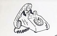 a drawing of an old fashioned phone