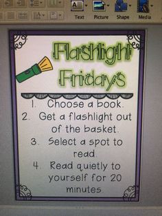 a computer screen with a sign that says flashlight friday's