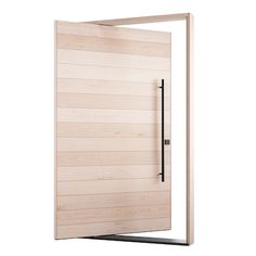 an open wooden door on a white background