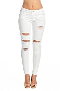 Our convertible skinny leg ripped jeans can be worn rolled up or keep them ankle length. These jeans are so comfortable you won't want to take them off! 75% Cotton, 23% Polyester, 2% Spandex Junior Size: 1-15 Size Chart 1- 25" 3- 26" 5- 27" 7- 28" 9- 29" 11- 30" 13- 31" Quinceanera Themes Dresses, White Ripped Jeans, Purple Tops, White Distressed Jeans, Purple Top, Miss Me Jeans, Ripped Jeans, Distressed Denim, Ankle Length