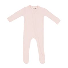 a baby sleepsuit with pink ribbings and buttons on the chest, in front of a white background