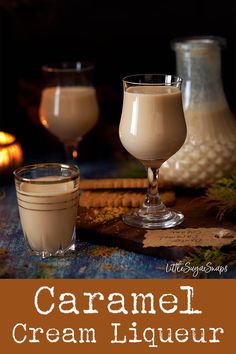 caramel cream liqueur in glasses on a table