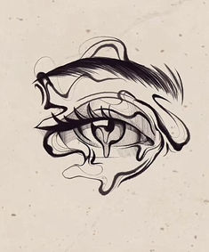 a drawing of an eye with some sort of thing in it's irise