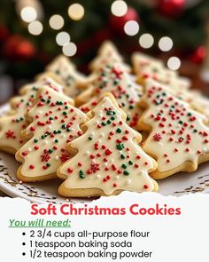 christmas cookies on a white plate with red and green sprinkles