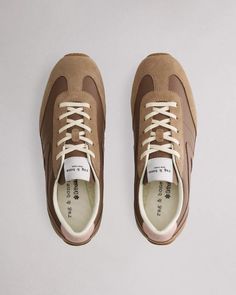 Our (slimmer) take on a classic, old-school trainer. This lace-up sneaker is crafted from smooth leather with soft nappa suede trims. Inside, you'll find dual-density antimicrobial foam insoles: OrthoLite® Lazy-Hybrid™ for custom-fit comfort, and OrthoLite® Recycled for stability and support. Mushroom 39.5 Women Footwear, Shoe Sale, Retro Inspired, Rag & Bone, Smooth Leather, Custom Fit, Density, Old School, Bones