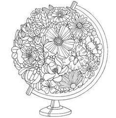 a vase filled with flowers on top of a white background, outlined in black and white