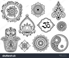 an image of henna tattoo designs on white background stock photo and royalty free images