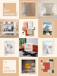 a collage of photos with different types of furniture and decor on it's walls