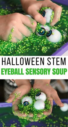 Messy Halloween Activities, Eyeball Sensory Bin, Halloween Fun For Kids Activities, Shaving Cream Halloween Activities, Sensory Halloween Boxes, Eyeball Soup Halloween, Sensory Activities Toddlers Halloween, Sensory Pumpkin Activities, Halloween Sensory Activities Toddlers