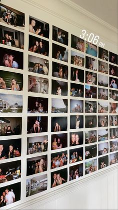 the wall is covered with many pictures of people