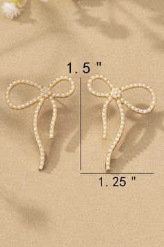 Enhance your outfit with these cute girly Pearl Bow Earrings. The delicate pearl and bow design adds a touch of sophistication to any look. Perfect for any occasion, these earrings are a must-have for any fashion-forward individual. Chic Pearl Earrings For Gift, Chic Pearl Earrings As Gift, Trendy Single Pearl Earring For Party, Bow Earrings For Gift, Chic Bow Drop Earrings, Elegant Butterfly Knot Earrings For Formal Occasions, Chic Formal Earrings With Decorative Bow, Elegant Butterfly Knot Earrings For Wedding, Formal Bow Drop Pearl Earrings