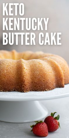 A keto bundt cake on a white cake stand. Keto Pound Cake, Buttery Pound Cake, Kentucky Butter Cake, Butter Cake Recipe, Baking Inspiration, Thm Desserts, Sweet Butter, Pound Cakes