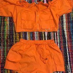 Brand New With Tags Orange Crop Top And Shorts Set, Super Cute, Sexy And Sporty Casual Party Sets With Pockets, Summer Party Sets With Pockets, Lakers Shorts, Fashion Nova Shorts, Orange Crop Top, Womens Black Shorts, Top And Shorts Set, Crop Top And Shorts, Knit Shorts