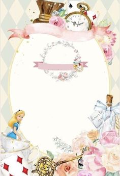 an image of a frame with flowers and princesses on the front, in pastel colors