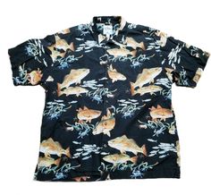 Guy Harvey Aftco Bluewater Button Up Hawaiian Shirt 2XL Black Fish Print Fishing Black Fish, Fish Print, Hawaiian Shirt, Georgia, Button Up, Best Deals