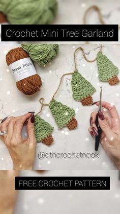 crochet mini tree garland with free pattern